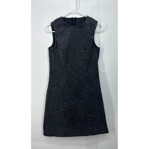 Black Distresses Denim Jean Dress (XS) W/Stretch 80s-90s style - Picture 2 of 7